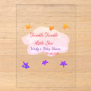 Red clouds twinkle Twinkle Little Star baby shower Acrylic Invitations