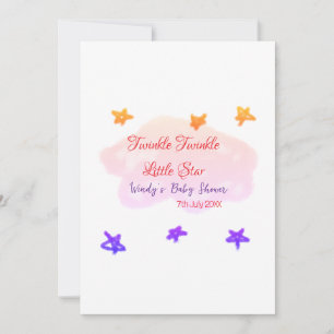 Red clouds twinkle Twinkle Little Star baby shower Invitation