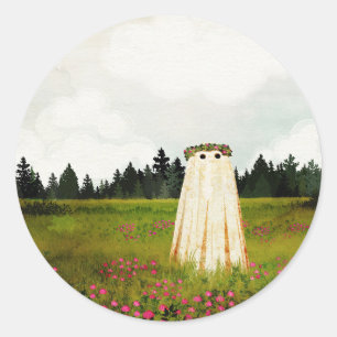 Red Clover Ghost Classic Round Sticker