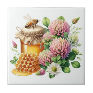 Red Clover Honey Sweet Bee Ceramic Tile