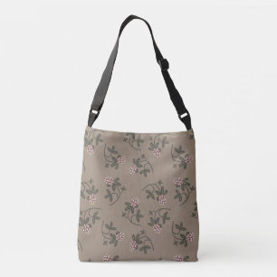 Red clover pattern muted colours crossbody bag