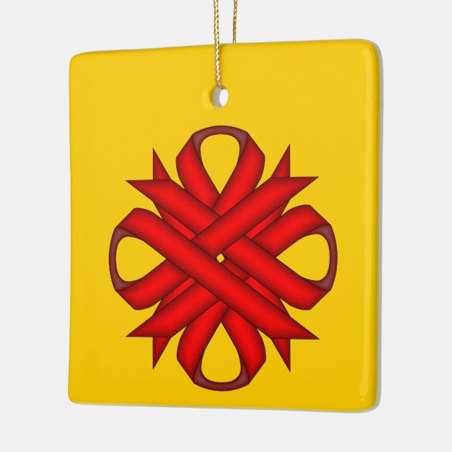 Red Clover Ribbon by Kenneth Yoncich Ceramic Ornament (Left)