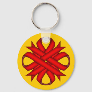 Red Clover Ribbon by Kenneth Yoncich Key Ring