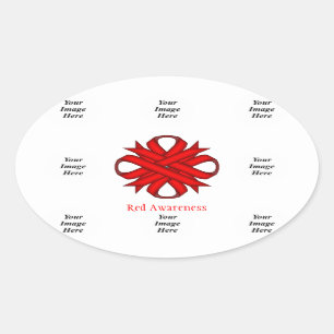 Red Clover Ribbon Template by Kenneth Yoncich Oval Sticker