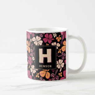 Red Clover Shamrock Monogrammed St. Patrick`s Day Coffee Mug
