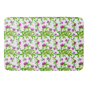 Red Clovers on White Bath Mat