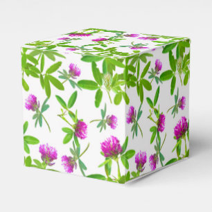 Red Clovers on White Favour Box