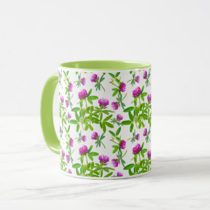 Red Clovers on White Mug