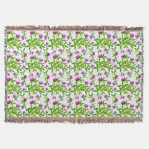 Red Clovers on White Throw Blanket