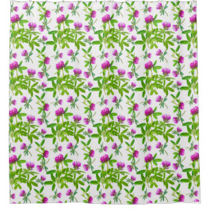 Red Clovers with Green Leaves Shower Curtain
