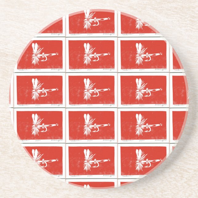 "Red Coachman" Dry Fly Pattern Coaster. Coaster (Front)