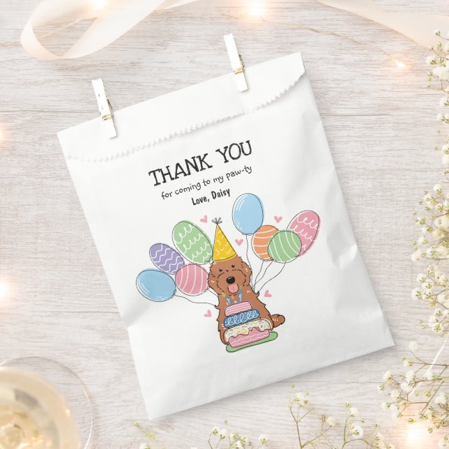 Red Cockapoo Cavapoo Birthday Party  Favour Bag (Clipped)