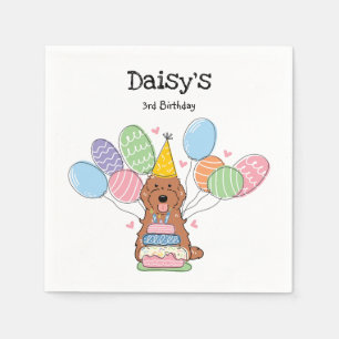 Red Cockapoo Cavapoo Birthday Party Paper Napkin