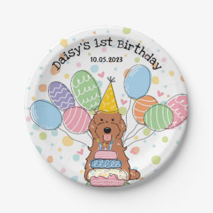 Red Cockapoo Cavapoo Dog Birthday  Paper Plate