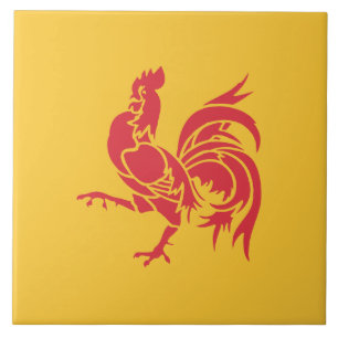 Red Cockerel (Flag of Wallonia) Ceramic Tile