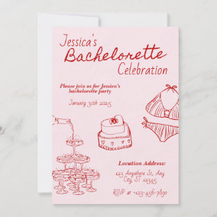 Red Cocktail Bachelorette Party Invitation
