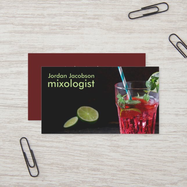 Red Cocktail Business Cards (Front/Back In Situ)