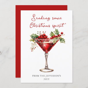 Red Cocktail Christmas Spirit  Holiday Card