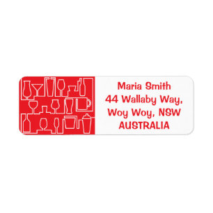 Red cocktail party return address label