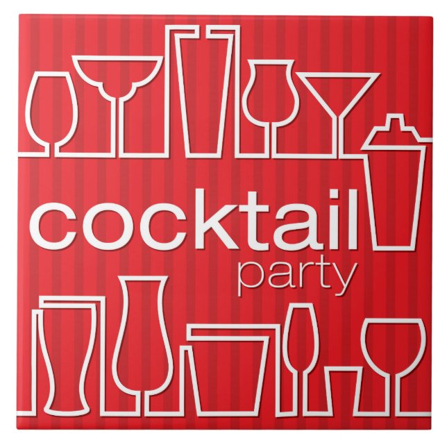 Red cocktail party tile (Front)