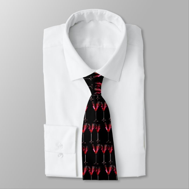 Red cocktails in martini glass with cherry funny tie (Tied)