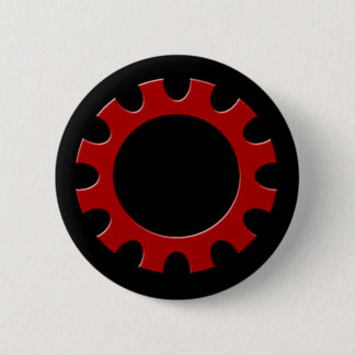 Red Cog Button! 6 Cm Round Badge