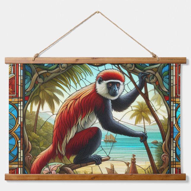 RED COLOBUS MONKEY ,WALL TAPESTRY (Front)