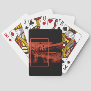 Red color digital art: Blurry Nights Playing Cards