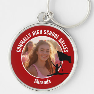 Red Color Guard Photo High School Dancer Key Ring