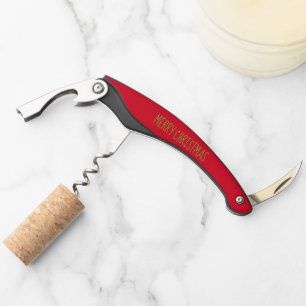 Red Color On Black Corkscrew Bottle Opener