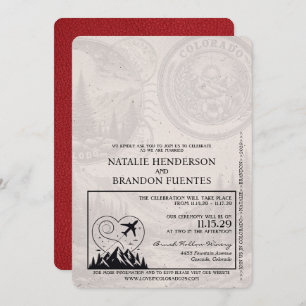 Red Colorado Passport Wedding Invitation