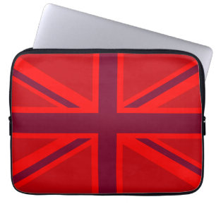 Red Colour Background British Union Jack Laptop Sleeve