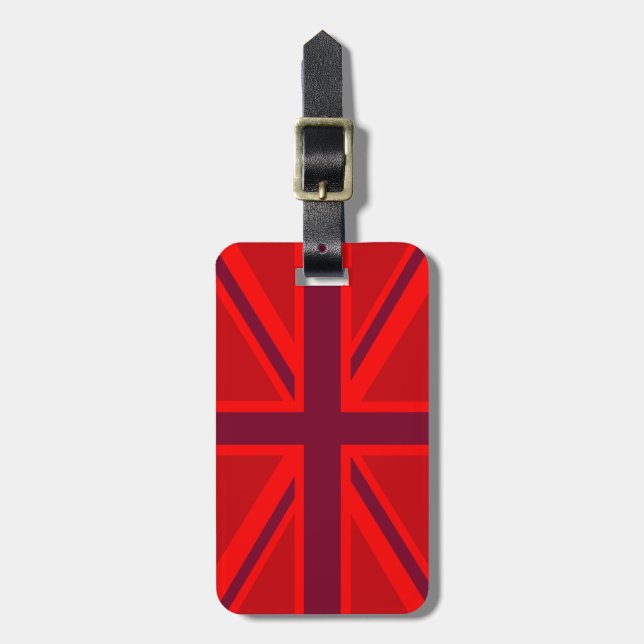 Red Colour Background British Union Jack Luggage Tag (Front Vertical)