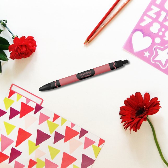 Red Colour Crayon Wrap Monogram  Black Ink Pen (Creator Uploaded)