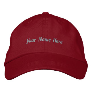 Red colour Custom Your Name Here text Embroidered Hat
