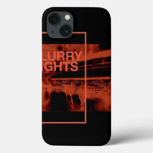 Red colour digital art: Blurry Nights iPhone 13 Case