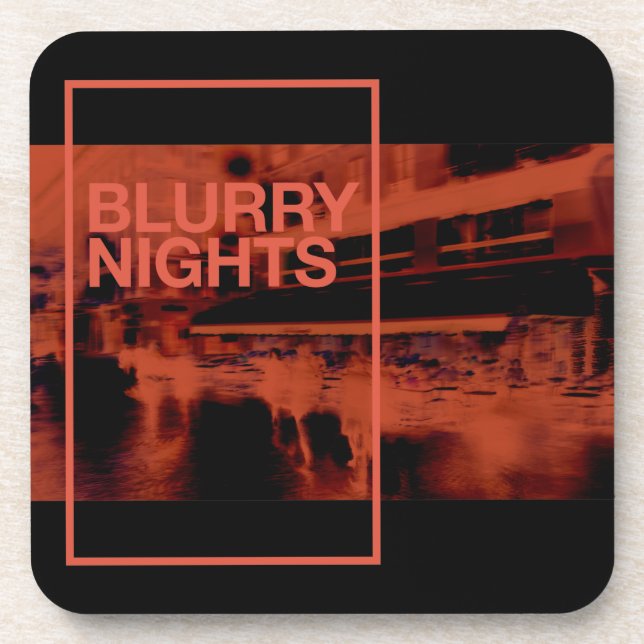 Red colour digital art: Blurry Nights Coaster (Front)