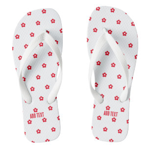 Red Colour Flower Printed Add Text Stylish-Sandals Thongs