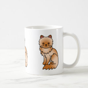 Red Colour Persian Cat Cute Cartoon Illustration Coffee Mug