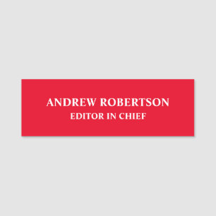 Red Colour Plain Elegant Minimalist Simple Chic Name Tag