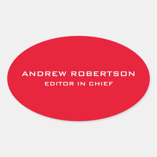Red Colour Plain Elegant Minimalist Simple Oval Sticker (Front)