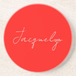 Red Colour Plain Elegant Modern Minimalist Name Coaster<br><div class="desc">Represent yourself with this modern,  elegant design. This template can be customised to meet all professional occupations.</div>