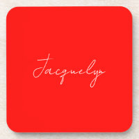 Red Colour Plain Elegant Modern Minimalist Name