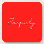 Red Colour Plain Elegant Modern Minimalist Name Coaster<br><div class="desc">Represent yourself with this modern,  elegant design. This template can be customised to meet all professional occupations.</div>