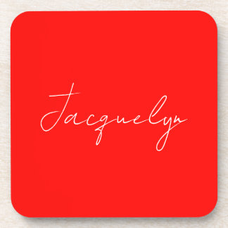 Red Colour Plain Elegant Modern Minimalist Name Coaster