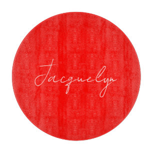 Red Colour Plain Elegant Modern Minimalist Name Cutting Board