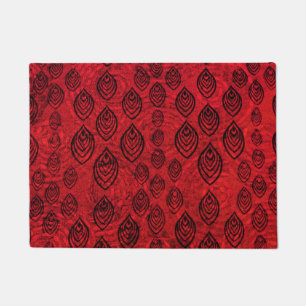 Red colour rain / water drops shapes pattern doormat