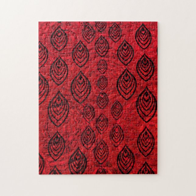 Red colour rain / water drops shapes pattern jigsaw puzzle (Vertical)
