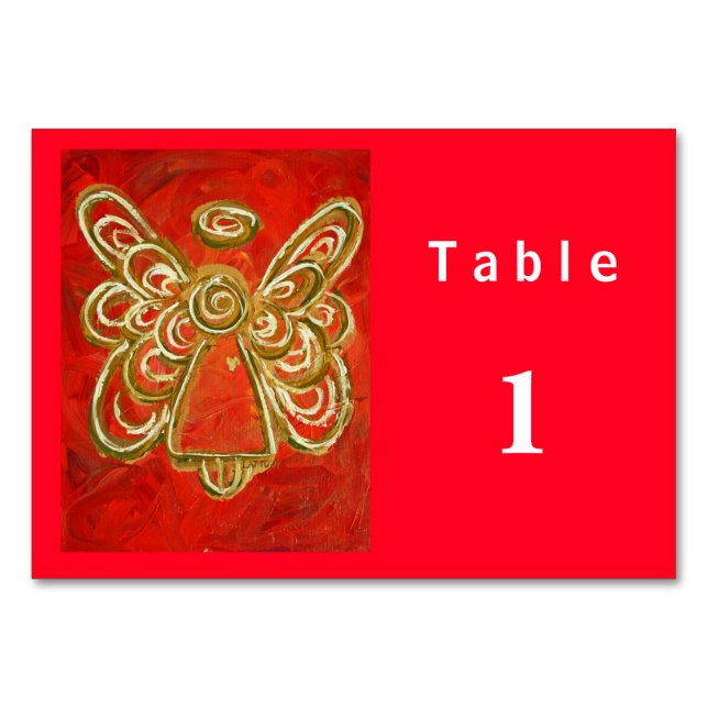Red Colour Series Angel Custom Art Table Cards (Back)