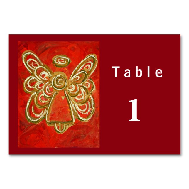 Red Colour Series Angel Custom Table Cards (Front)